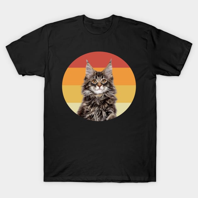 funny maine coon cat vintage retro face T-Shirt by T-shirt verkaufen